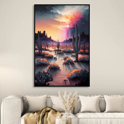 Phoenix Desert Twilight Glow Sitting Room - Black Canvas Wall Art
