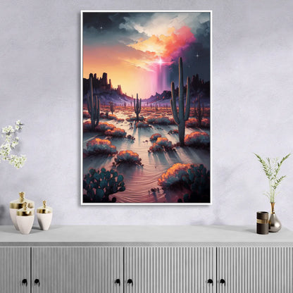 Phoenix Desert Twilight Glow Sitting Room - White Canvas Wall Art