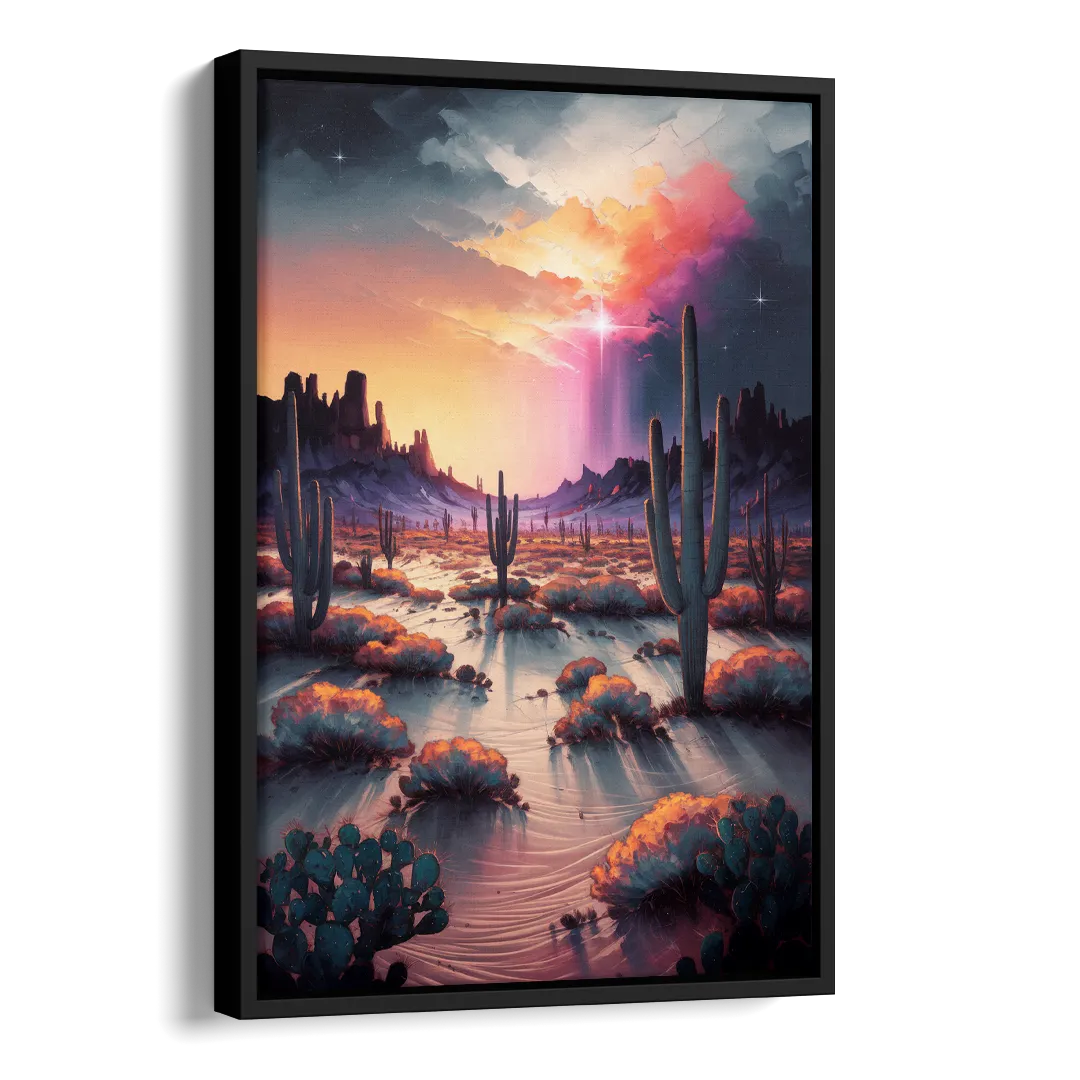 Phoenix Desert Twilight Glow Side - Black Canvas Wall Art