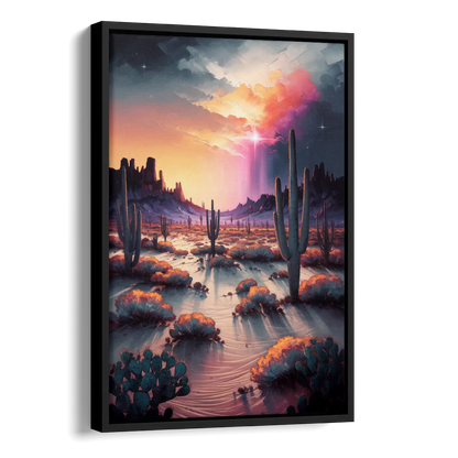 Phoenix Desert Twilight Glow Side - Black Canvas Wall Art