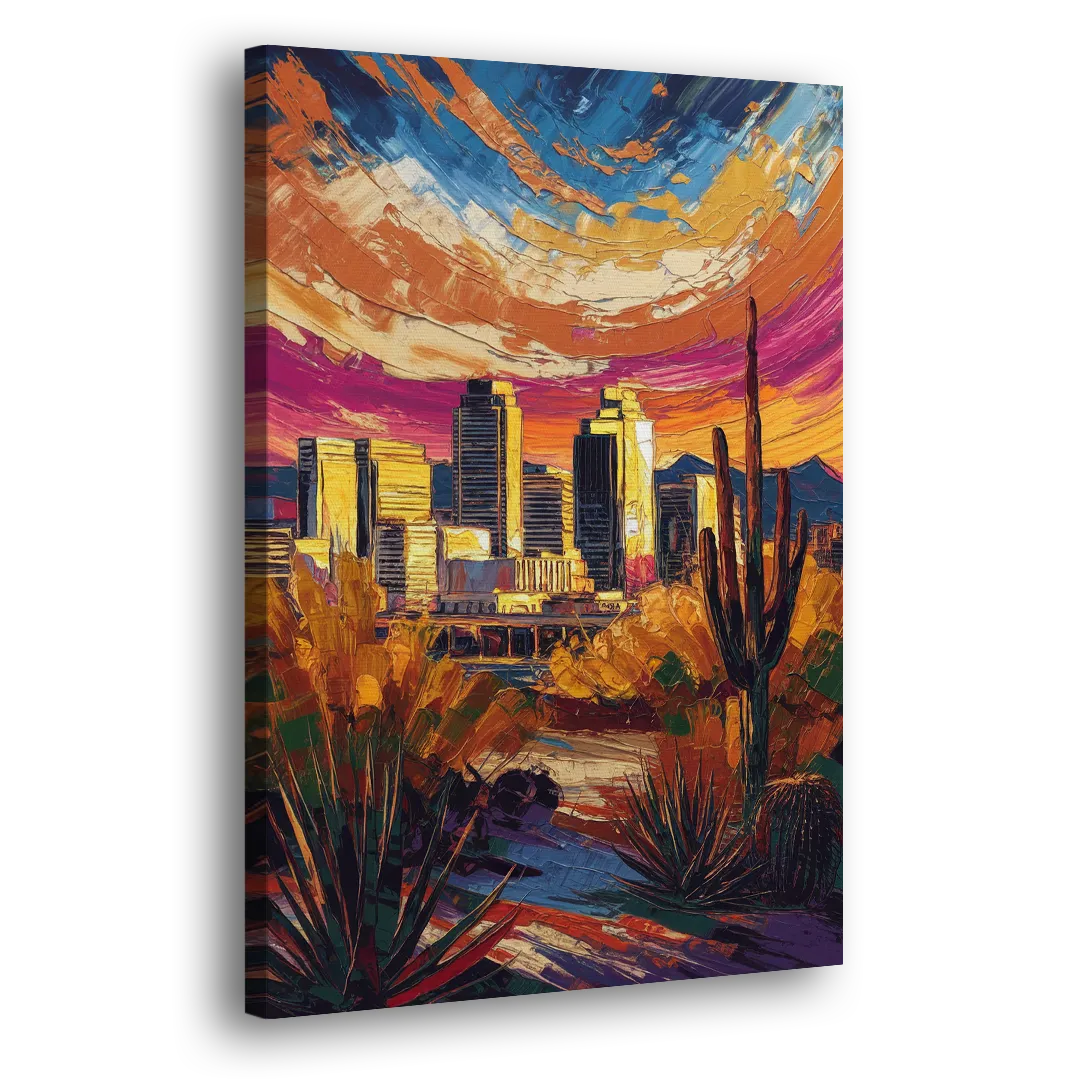 Phoenix Downtown Cityscape Side - Canvas Wall Art