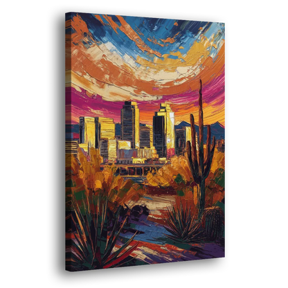 Phoenix Downtown Cityscape Side - Canvas Wall Art