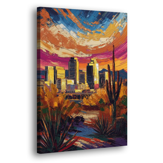 Phoenix Downtown Cityscape Side - Canvas Wall Art