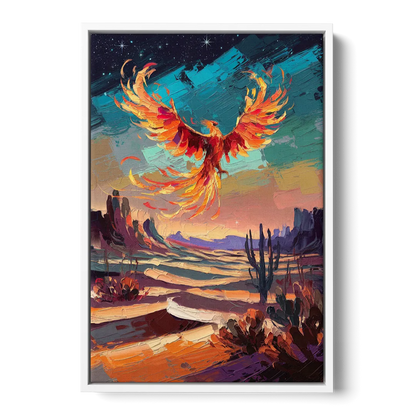 Phoenix Rising Desert Colors Front - White Canvas Wall Art