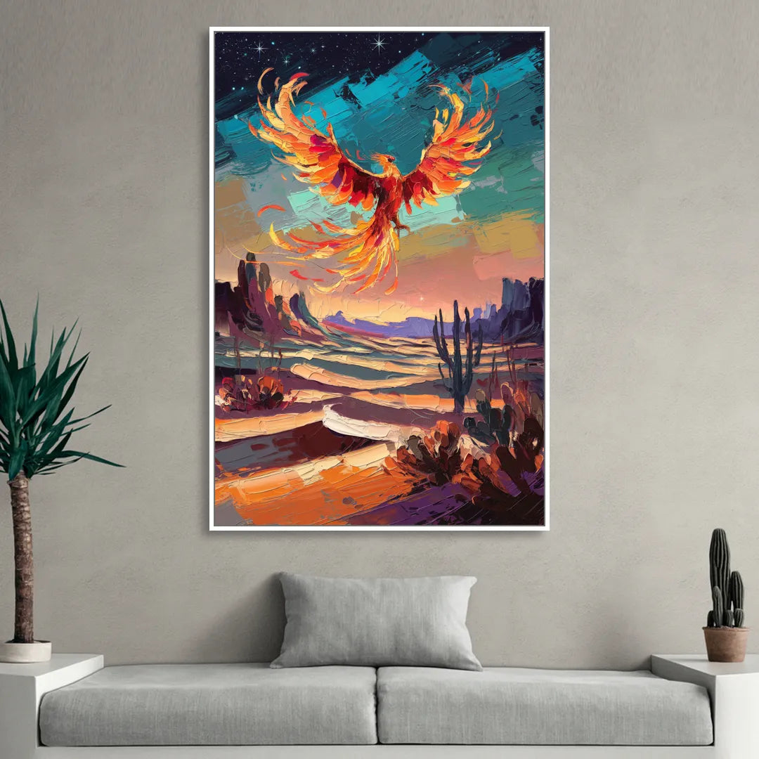 Phoenix Rising Desert Colors Sitting Room - White Canvas Wall Art