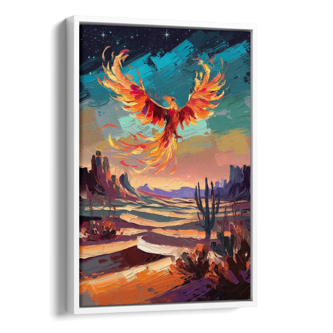 Phoenix Rising Desert Colors Side - White Canvas Wall Art