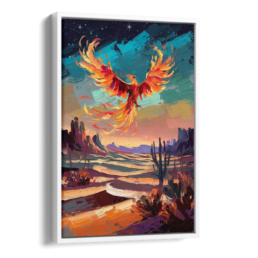 Phoenix Rising Desert Colors Side - White Canvas Wall Art