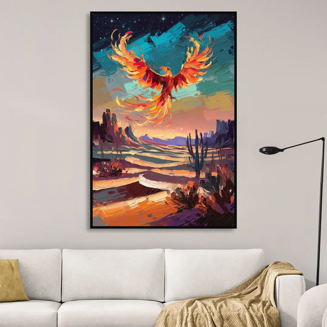 Phoenix Rising Desert Colors Sitting Room - Black Canvas Wall Art