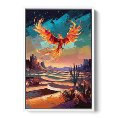 Phoenix Rising Desert Colors - White Framed Canvas Wall Art - Front