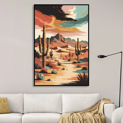 Phoenix Scenic Desert Beauty Living Room - Black Canvas Wall Art