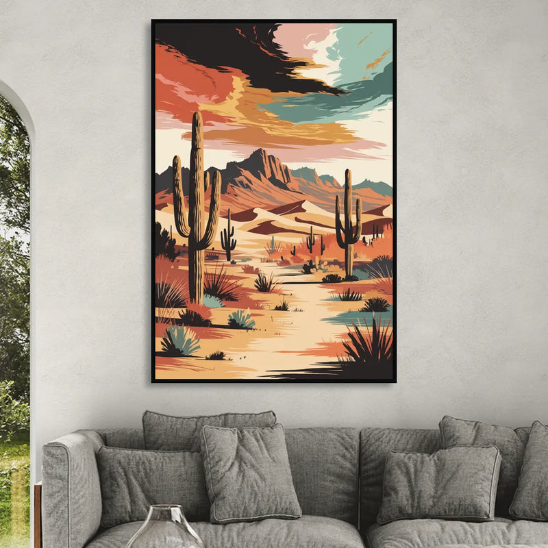 Phoenix Scenic Desert Beauty Sitting Room - Black Canvas Wall Art