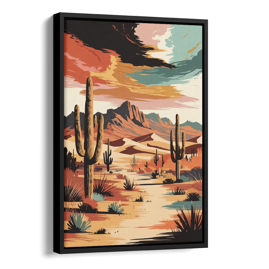 Phoenix Scenic Desert Beauty Side - Black Canvas Wall Art