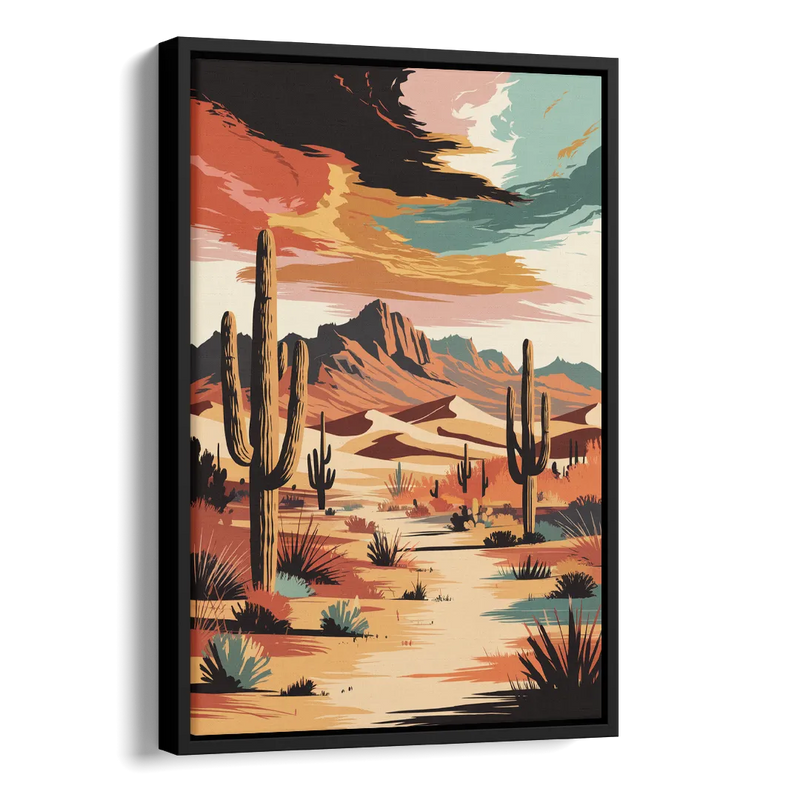 Phoenix Scenic Desert Beauty Side - Black Canvas Wall Art