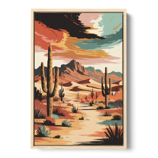 Phoenix Scenic Desert Beauty - Oak Framed Canvas Wall Art - Front