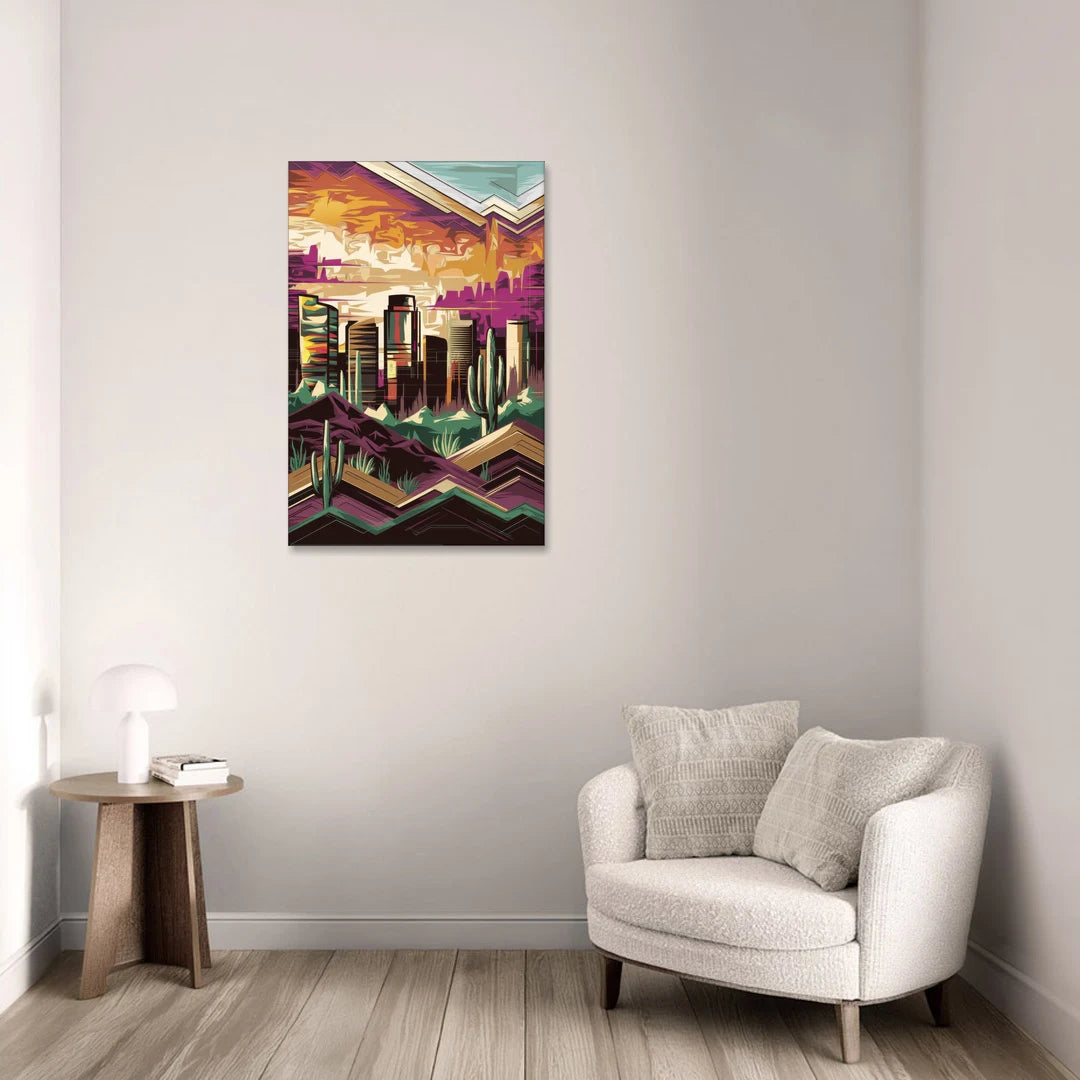 Phoenix Skyline at Sunset - Canvas Wall Art - Sofa - 24x36