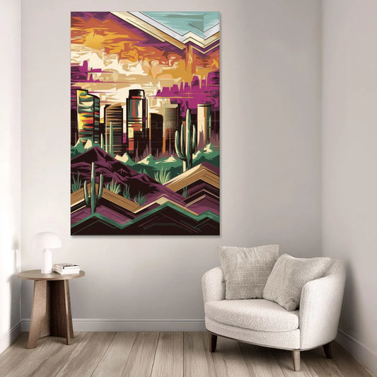Phoenix Skyline at Sunset - Canvas Wall Art - Sofa - 40x60