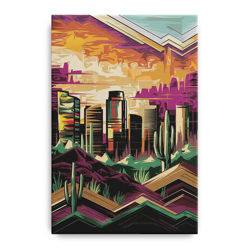Phoenix Skyline at Sunset Front - Canvas Wall Art