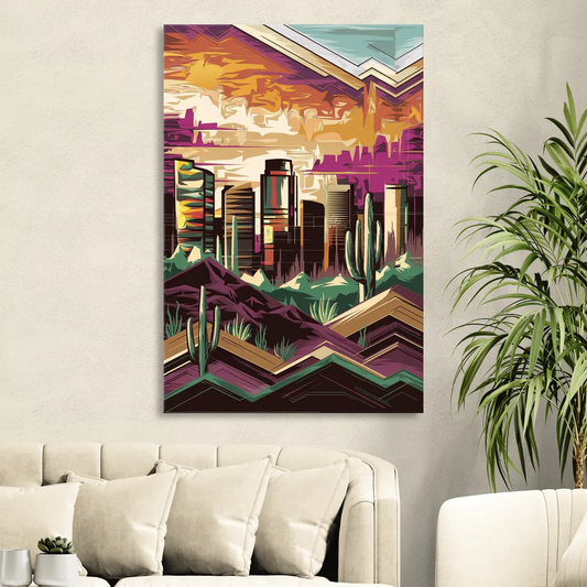 Phoenix Skyline at Sunset Living Room - Canvas Wall Art