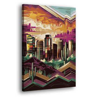 Phoenix Skyline at Sunset Side - Canvas Wall Art