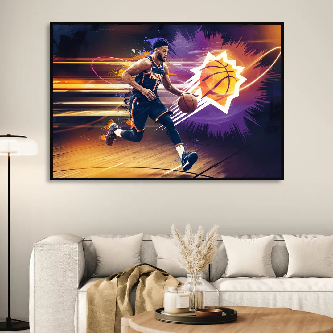 Phoenix Suns Basketball Spirit Sitting Room - Black Canvas Wall Art