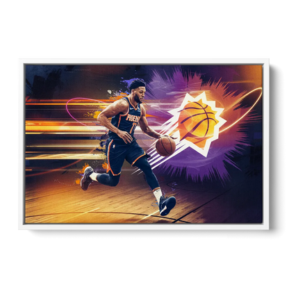 Phoenix Suns Basketball Spirit Front - White Canvas Wall Art