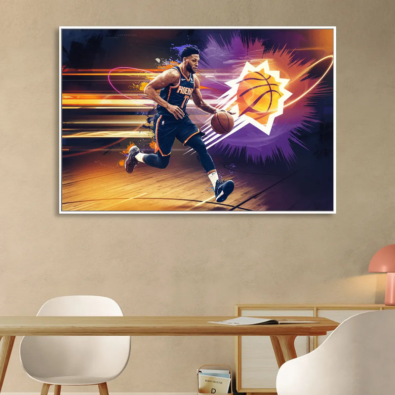 Phoenix Suns Basketball Spirit Living Room - White Canvas Wall Art