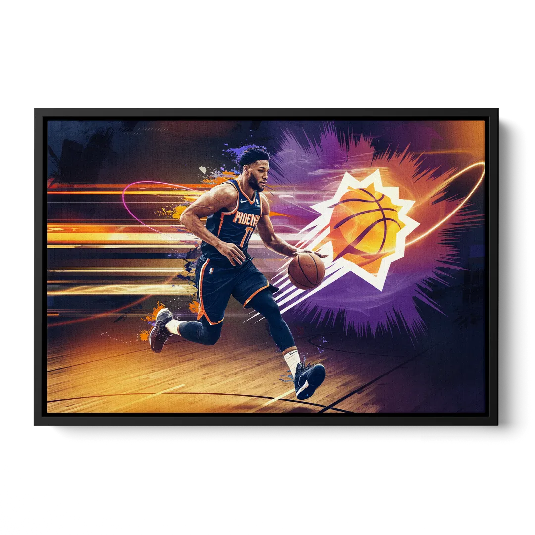 Phoenix Suns Basketball Spirit Front - Black Canvas Wall Art
