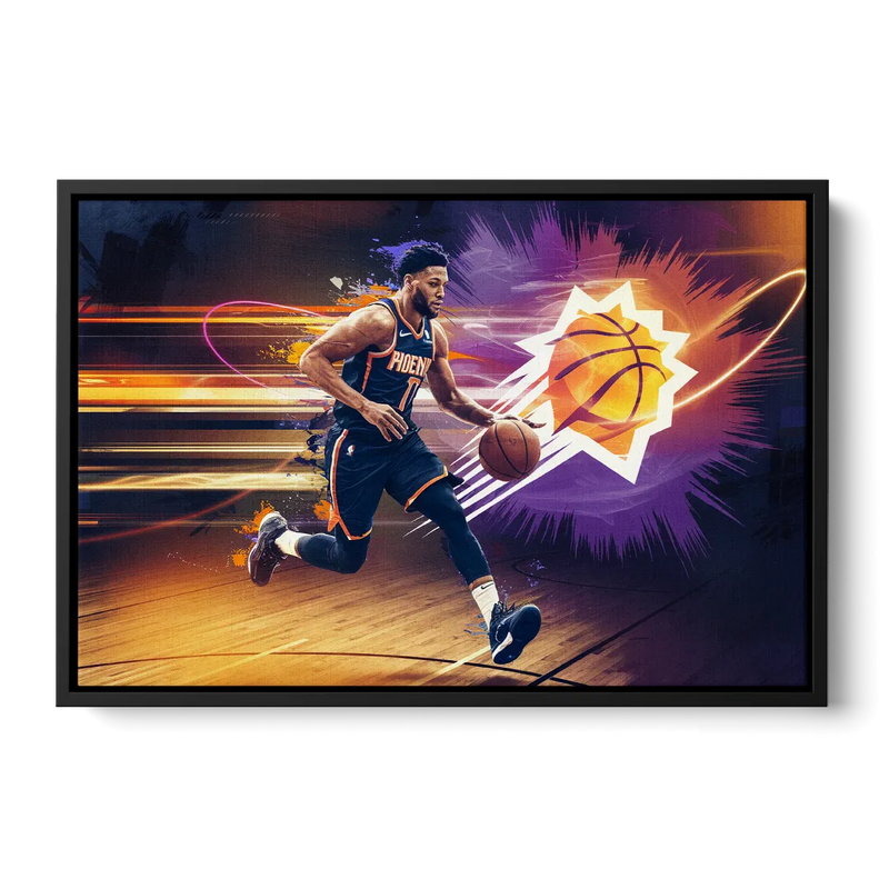 Phoenix Suns Basketball Spirit Front - Black Canvas Wall Art