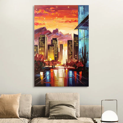 Phoenix Sunsets Over the City Sitting Room - Canvas Wall Art