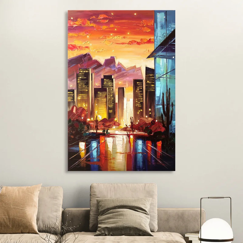 Phoenix Sunsets Over the City Sitting Room - Canvas Wall Art