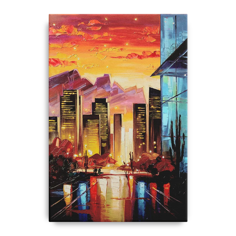 Phoenix Sunsets Over the City Front - Canvas Wall Art