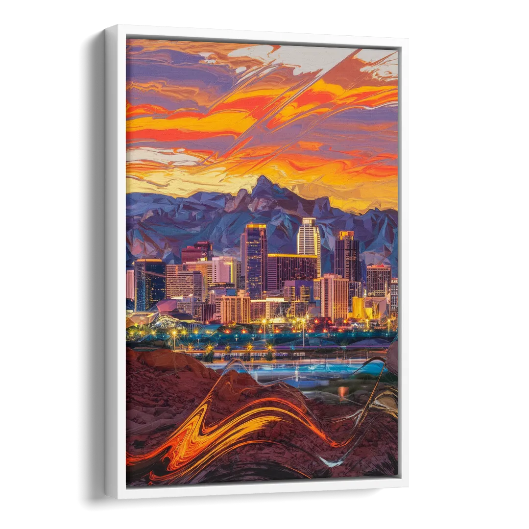Phoenix Vibrant City Life Side - White Canvas Wall Art