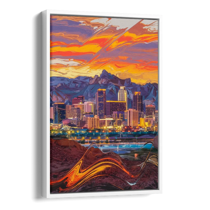 Phoenix Vibrant City Life Side - White Canvas Wall Art