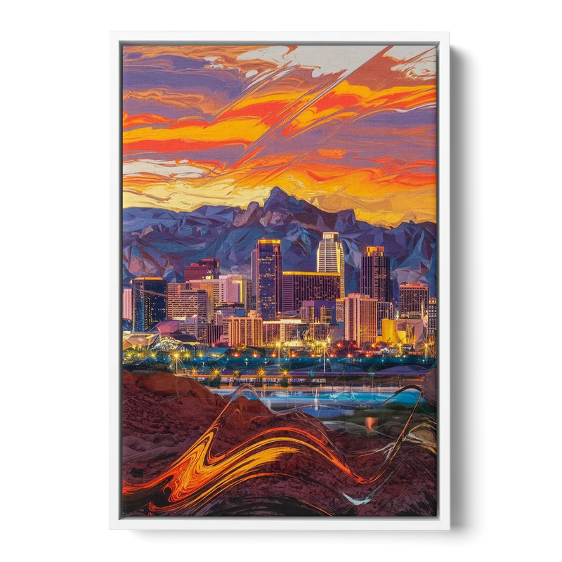 Phoenix Vibrant City Life Front - White Canvas Wall Art