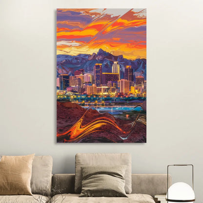 Phoenix Vibrant City Life Living Room - Canvas Wall Art