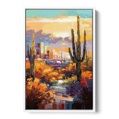 Phoenix Vibrant Urban Desert Front - White Canvas Wall Art