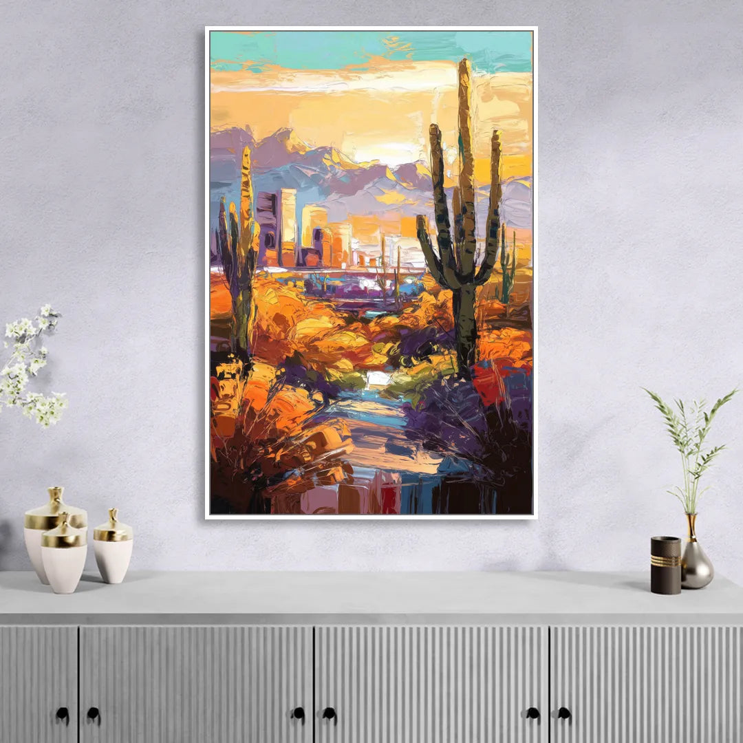 Phoenix Vibrant Urban Desert Sitting Room - White Canvas Wall Art