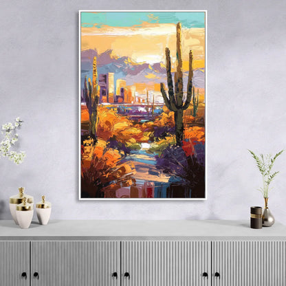 Phoenix Vibrant Urban Desert Sitting Room - White Canvas Wall Art