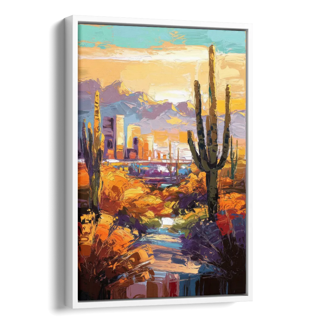 Phoenix Vibrant Urban Desert Side - White Canvas Wall Art