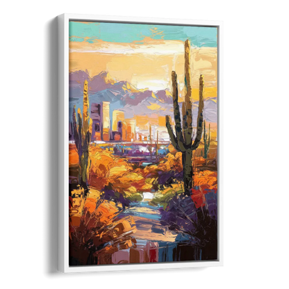 Phoenix Vibrant Urban Desert Side - White Canvas Wall Art