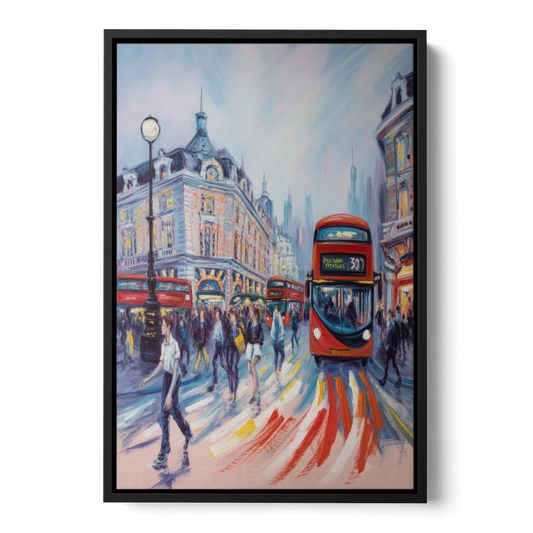 Piccadilly Vibe - Black Framed Canvas Wall Art - Front