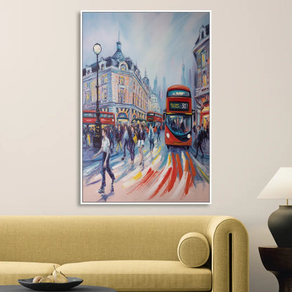Piccadilly Vibe Living Room - White Canvas Wall Art