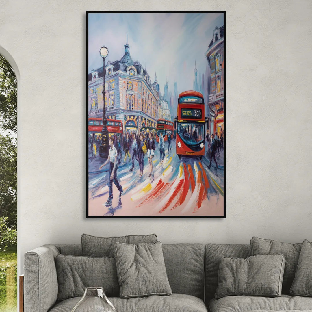 Piccadilly Vibe Living Room - Black Canvas Wall Art