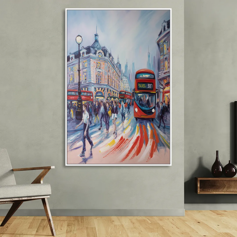 Piccadilly Vibe Sitting Room - White Canvas Wall Art