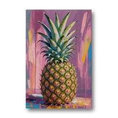 Pineapple Wall Art with a Flame Crown on Mauve - Canvas Wall Art - Front