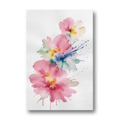 Pink Abstract Wall Art with Watercolor Blooms - Canvas Wall Art - Front
