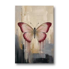 Pink Butterfly with Crimson Drips - Canvas Wall Art - Front