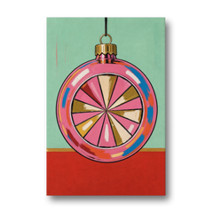 Pink Christmas Wall Art of a Glass Reflector Ornament - Canvas Wall Art - Front