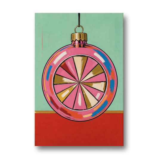 Pink Christmas Wall Art of a Glass Reflector Ornament - Canvas Wall Art - Front