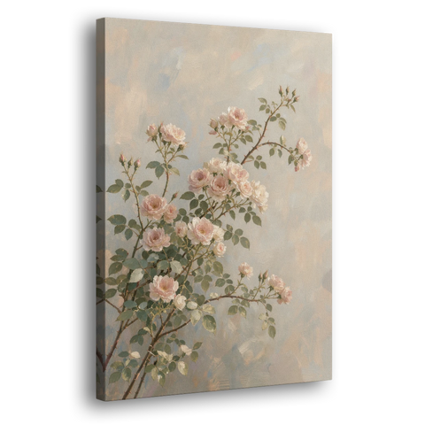Pink Floral Canvas Art of Rambling Rose Canes - Canvas Wall Art - Side